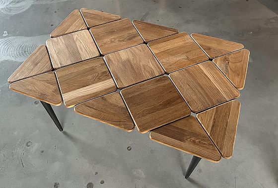 Стол журнальный "Арт" (мозаика) массив дуба, металл 2