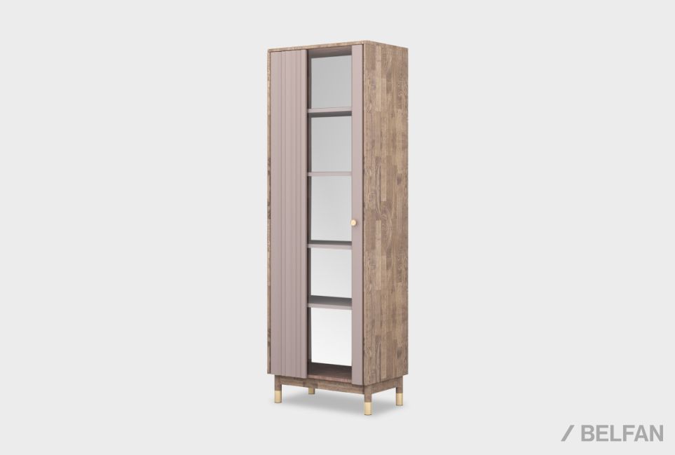 Витрина 1-но дверная "Меридиан" (левая) массив дуба, МДФ 1