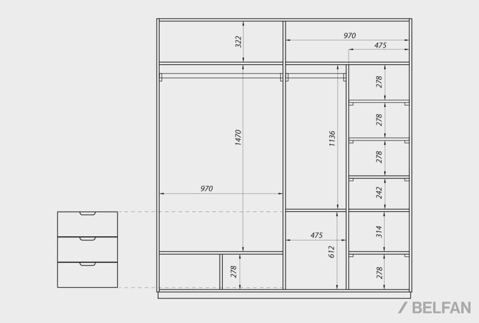 Шкаф-купе "Ирвинг" массив дуба 3