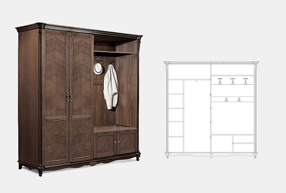 Шкаф комбинированный "Алези 2" массив и шпон дуба 3