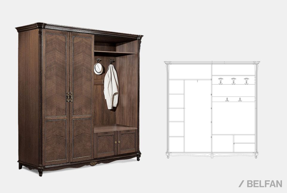 Шкаф комбинированный "Алези 2" массив и шпон дуба 2