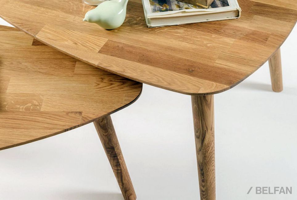 Стол журнальный "Арт" 70 (капля) массив дуба 2