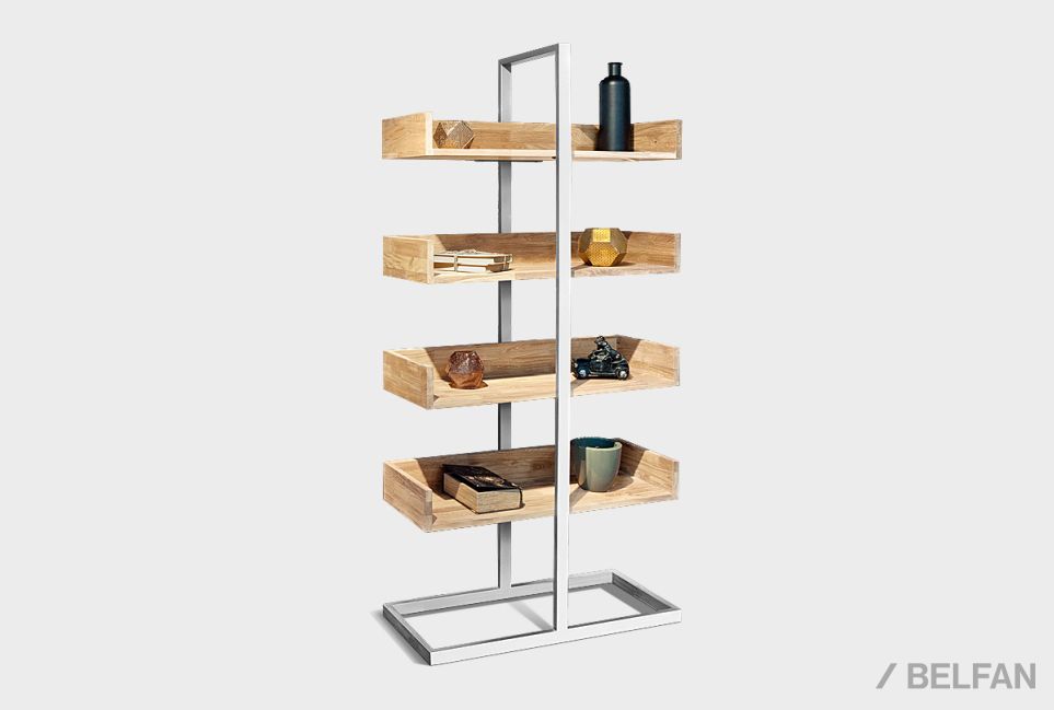 Стеллаж "Арт" 4-1 массив дуба, металл 1