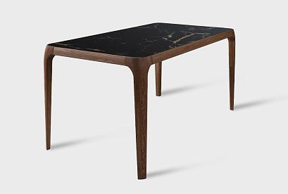 Стол обеденный "Бергамо"; стекло мрамор; 1800x864; американский орех