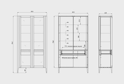Витрина 2-х дверная "Бергамо"; дуб натуральный