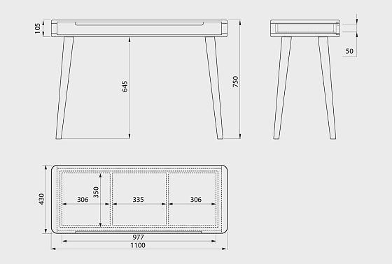 Стол туалетный "Ирвинг" массив дуба 8
