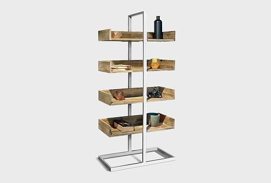 Стеллаж "Арт" 4-1 массив дуба, металл 7