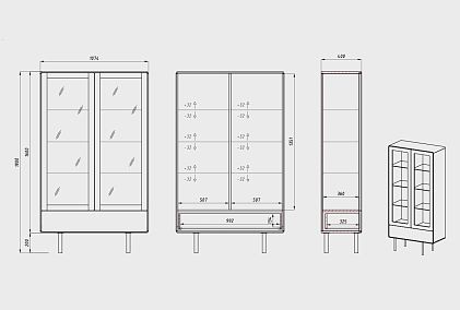 Витрина 2-х дверная "Норман"