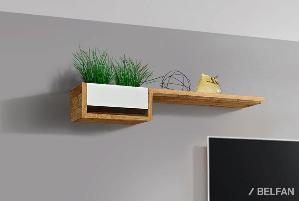 Полка с нишей "Уоллстрит" (левая) массив дуба, МДФ 2