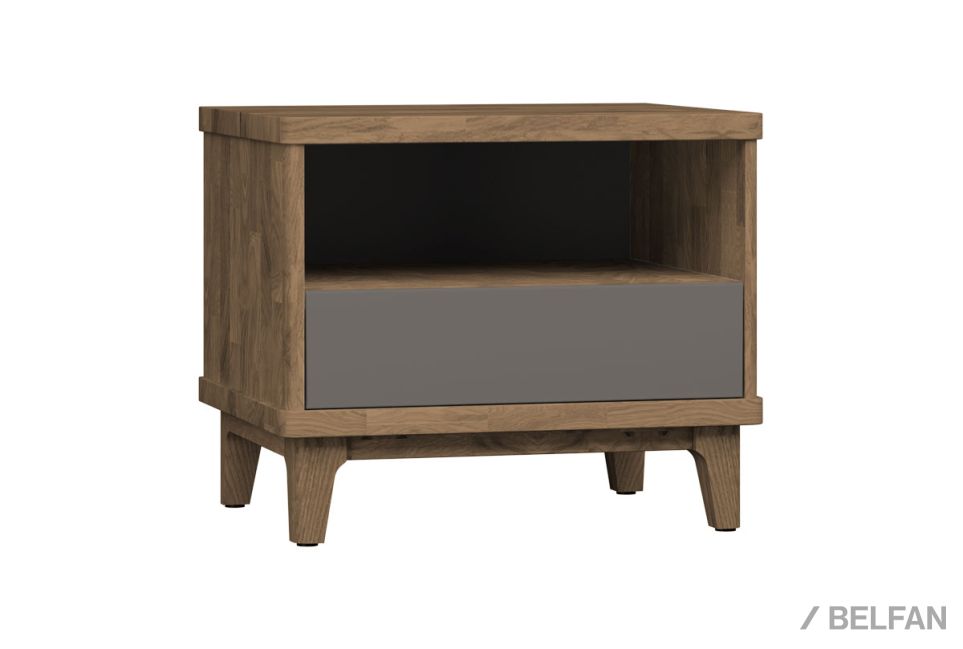 Тумба прикроватная "Уоллстрит" (с нишей) массив дуба, МДФ 1