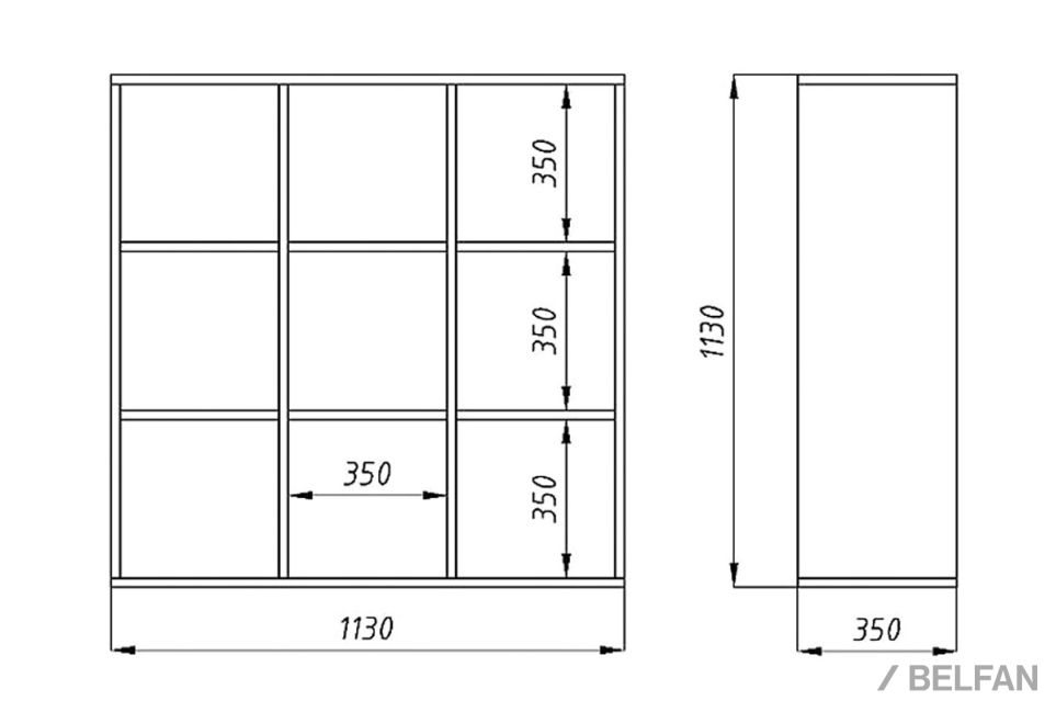 Стеллаж "Арт" 3x3 массив дуба 2