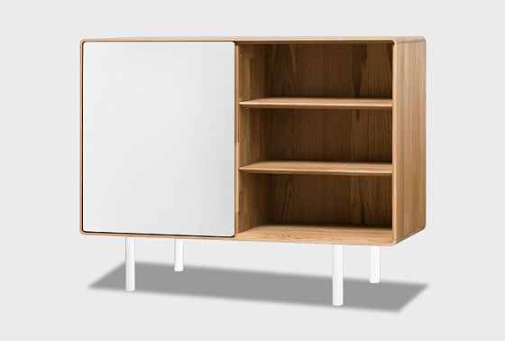 Тумба "Норман" 2 с нишей (правая) массив дуба, МДФ, металл 7