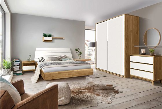 Тумба прикроватная "Уоллстрит" (с нишей) массив дуба, МДФ 7