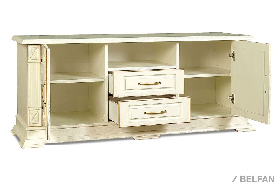 Тумба под ТВ "Верди Люкс ТВ2/1" (глухие двери) массив и шпон дуба 2