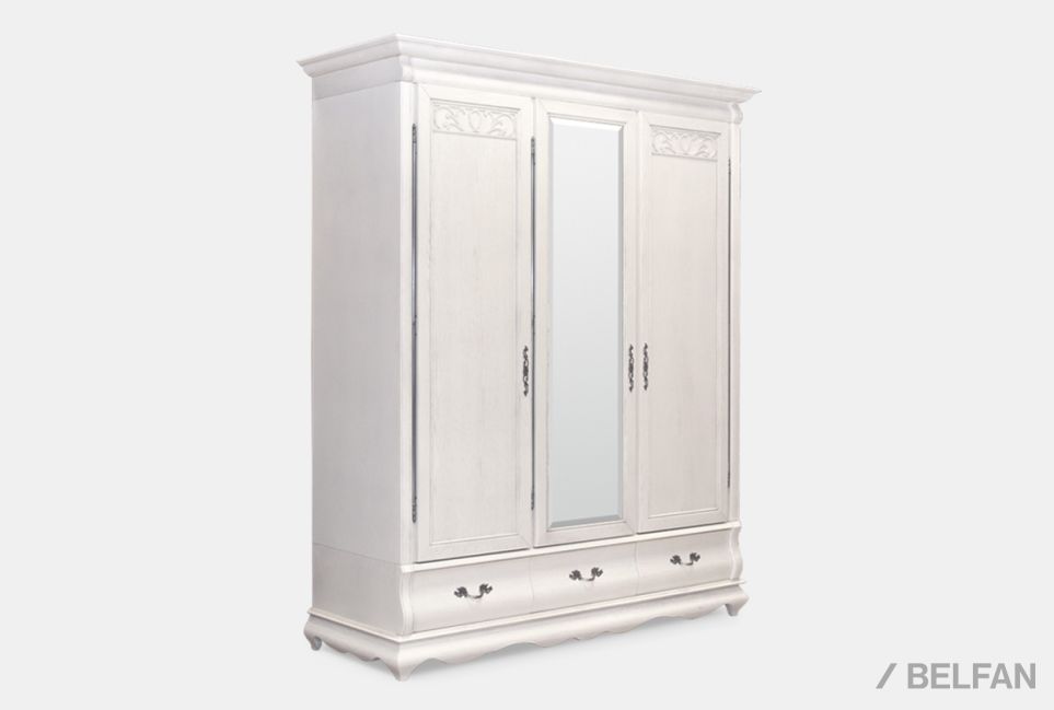 Шкаф для одежды "Тэфи" 3-х дв. с зеркалом массив и шпон дуба 1