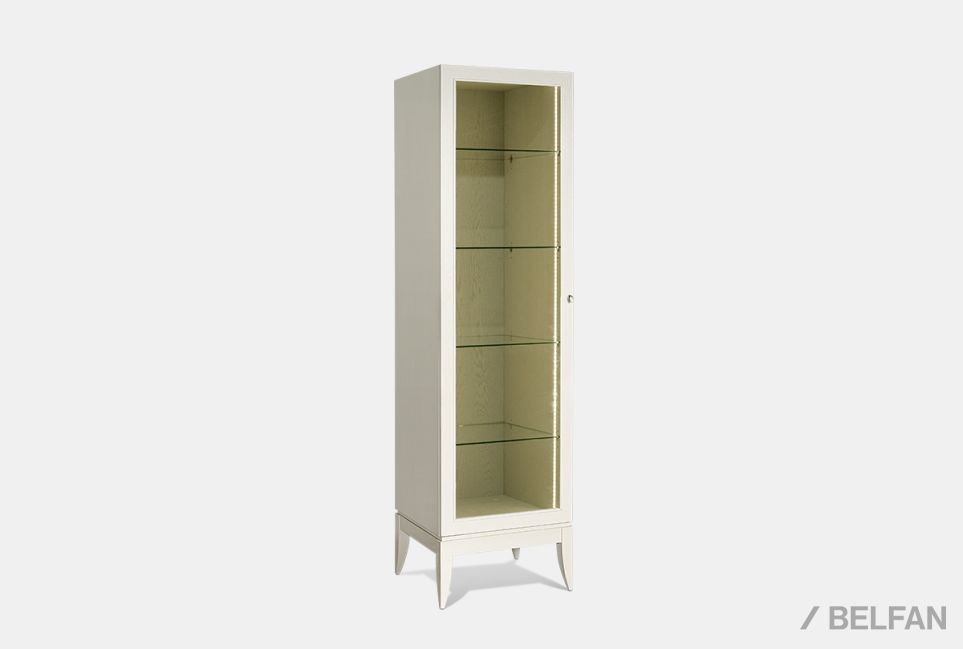 Шкаф с витриной 1-но дв. "Коста" левый (подсветка) массив и шпон дуба 5