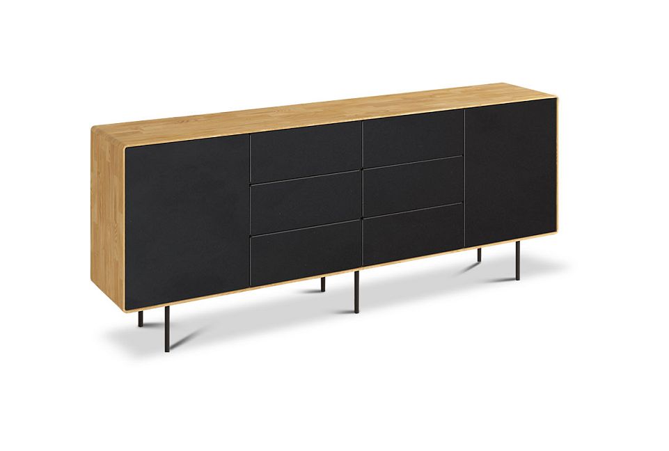 Тумба "Норман" 4 (с ящиками); дуб натуральный, чёрный