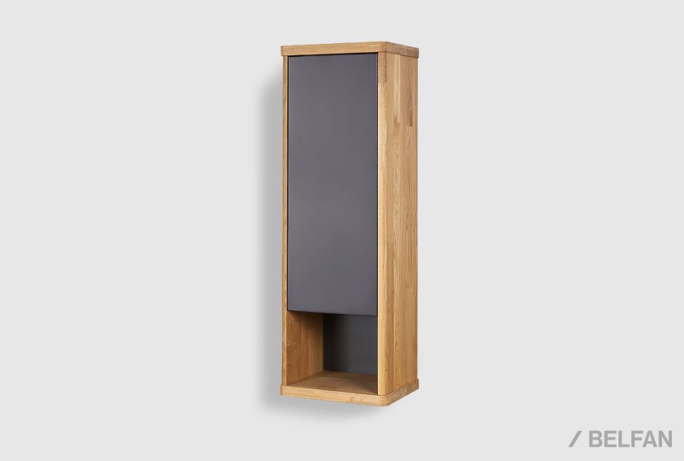 Шкаф навесной "Уоллстрит" (левый) массив дуба, МДФ 1