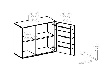 Шкаф навесной "Гринвуд" 2 (с нишей)
