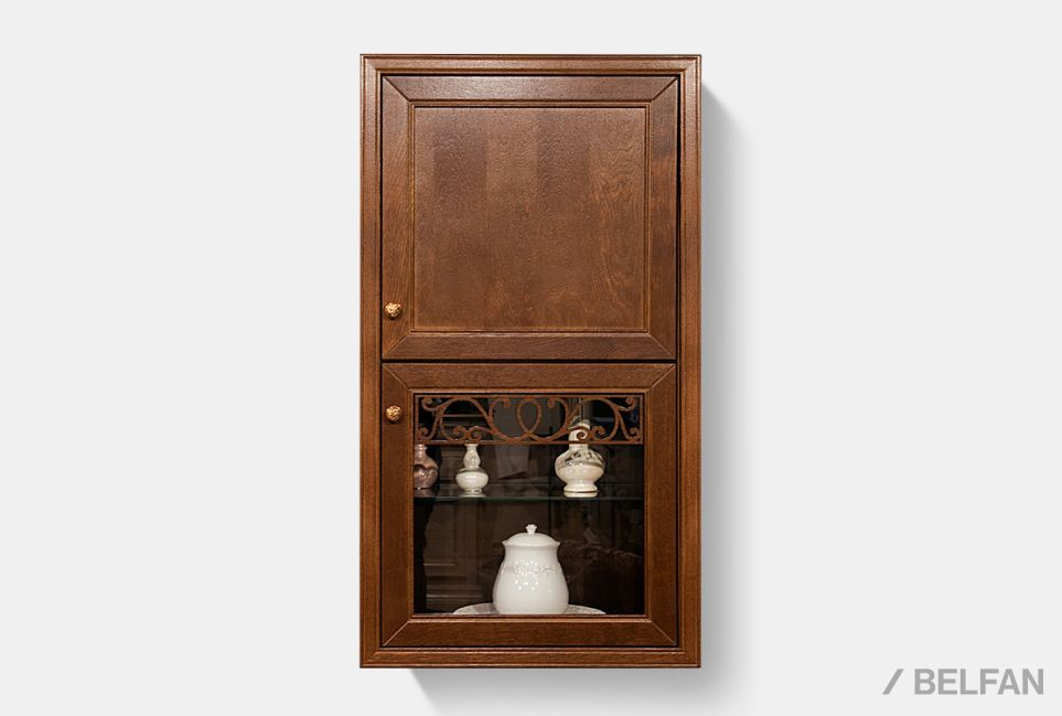 Шкаф навесной 2-х секционный "Тэфи" (правый) массив и шпон дуба 1