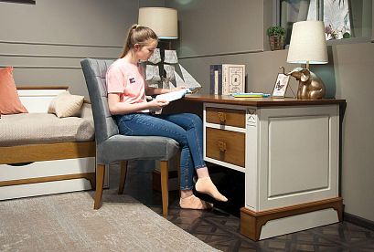 Стол письменный «Бриансон» (1 тумба справа); *А-020.5324; жемчуг+дуб