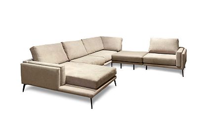 "Walker" диван угловой с оттоманкой и пуфом