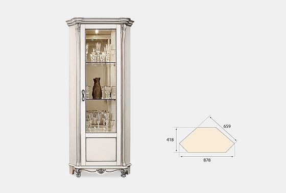 Шкаф с витриной угловой "Алези 10" (правый) массив и шпон дуба 3