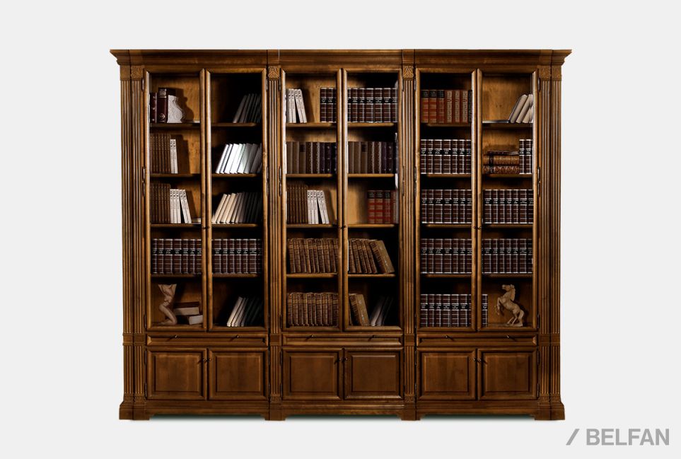 Набор мебели для библиотеки "Престиж-17.3" массив и шпон берёзы 1