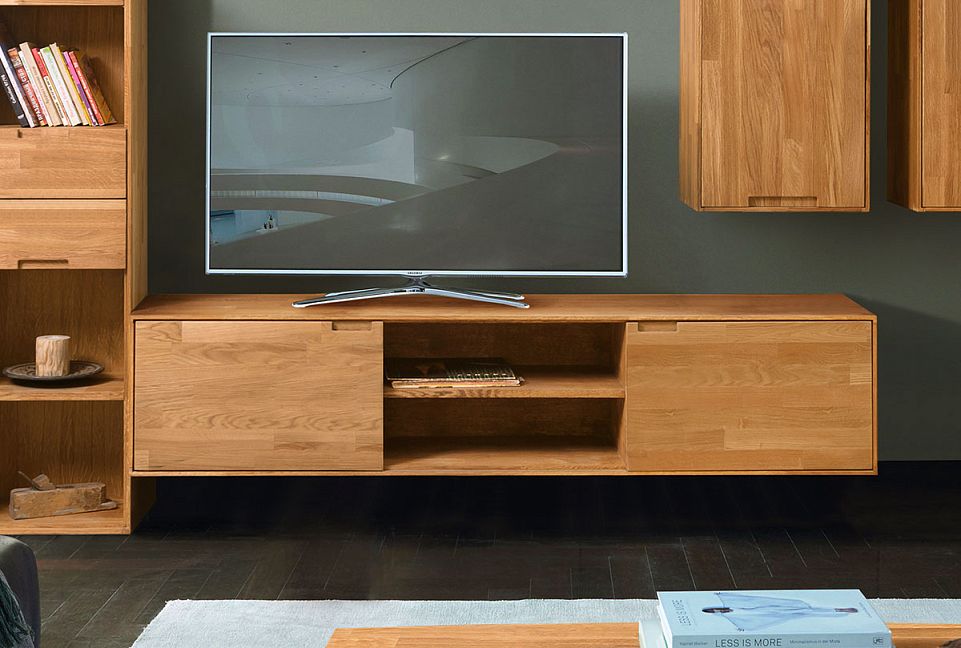 Тумба под ТВ навесная "Ирвинг"; белёный дуб