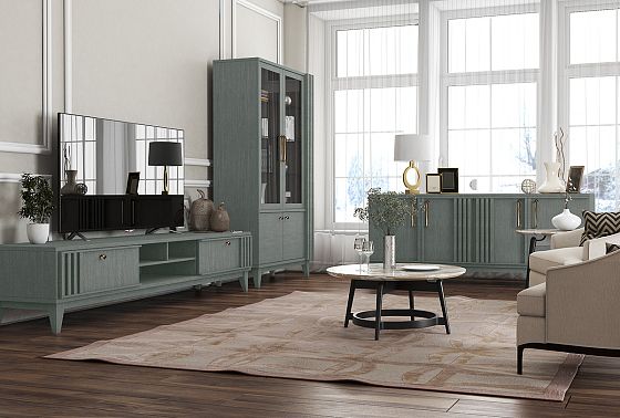 Тумба под ТВ "Чикаго" 220 массив и шпон дуба 6