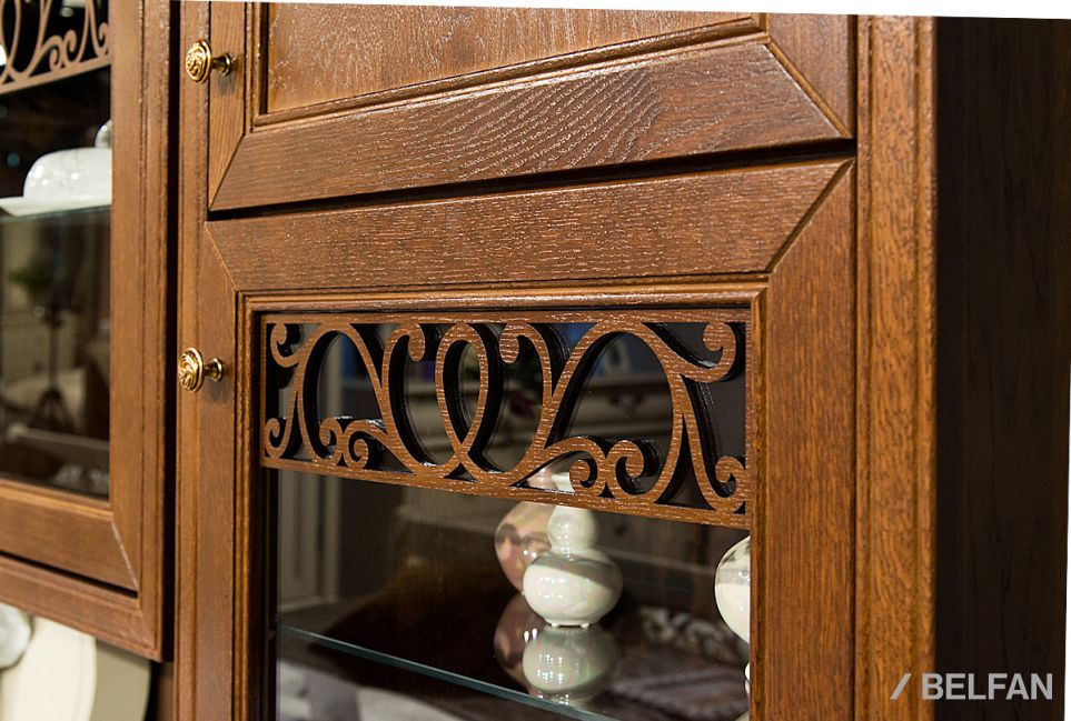 Шкаф навесной 2-х секционный "Тэфи" (правый) массив и шпон дуба 2