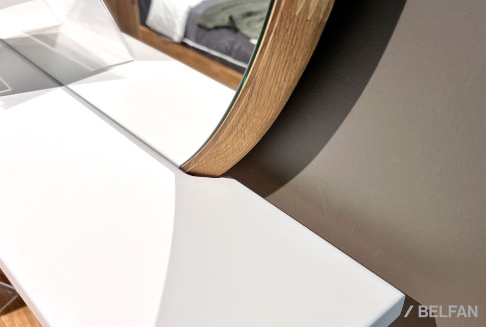 Зеркало настенное с полкой "Уоллстрит" (круглое) массив дуба 3