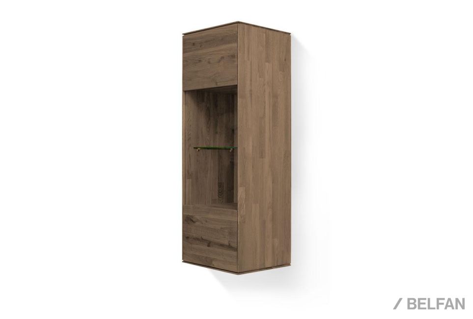 Шкаф навесной со стеклом "Гринвуд" (левый) массив дуба 1