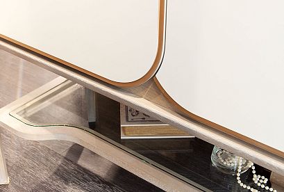 Тумба высокая "Алекса"; *ММ-345-08; айвори+жемчужный дуб, золотая патина