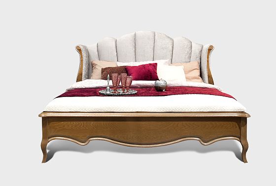 Кровать с мягким изголовьем (осн. дер) "Трио" массив и шпон дуба 8