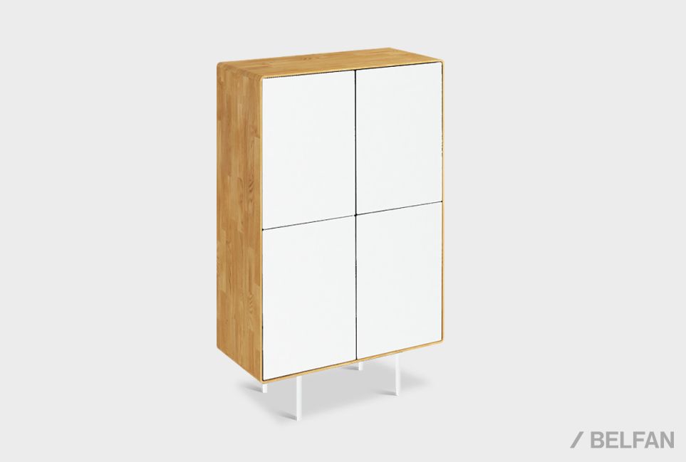 Тумба высокая "Норман" 4 массив дуба, МДФ, металл 1