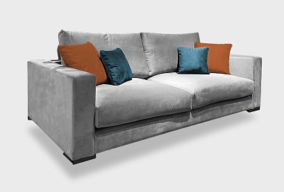 "Мэттью" диван 3-х местный; раскл.; 3М; "Тик-так" (1960x1680); деревянные черные; Paradise 10+ Tiffany-33-Rust + Tiffany-12-Azur(гр.3/АВ+МТХ)