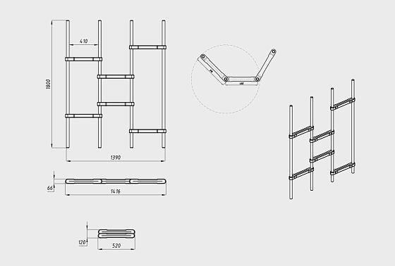 Вешалка напольная "Арт" (складная) массив дуба 6