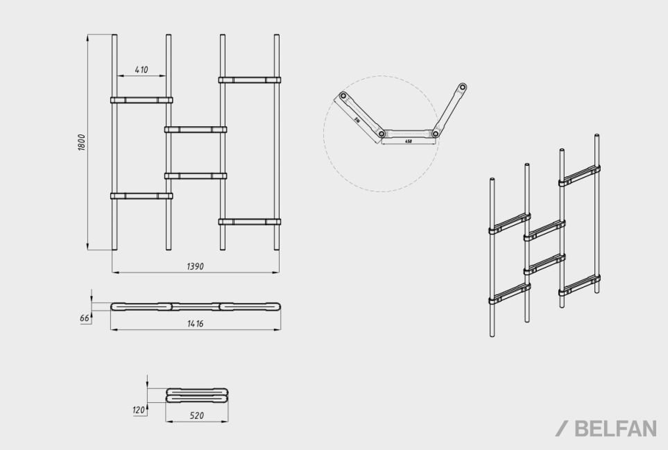 Вешалка напольная "Арт" (складная) массив дуба 4
