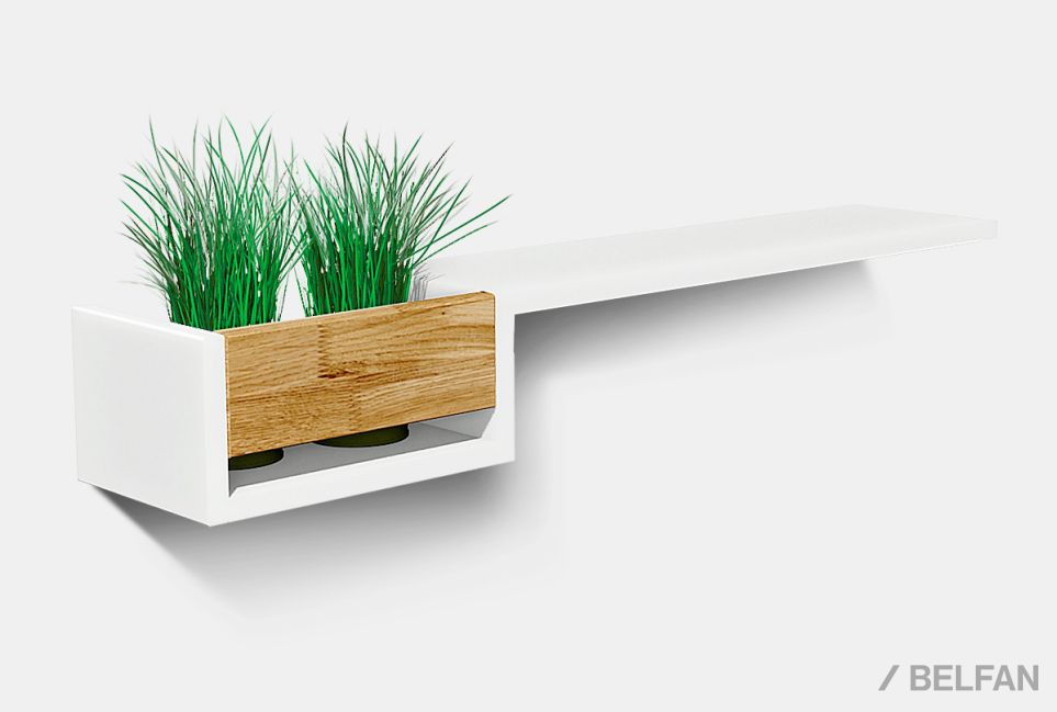 Полка с нишей "Уоллстрит" (левая) массив дуба, МДФ 1