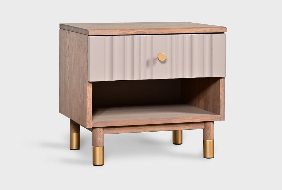 Тумба прикроватная "Меридиан" (с нишей); к-шоколадный дуб, ф-дымчатая роза