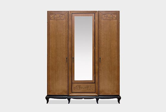 Шкаф для одежды 3-х дв. "Соната" с зеркалом (без декора) массив и шпон дуба 4