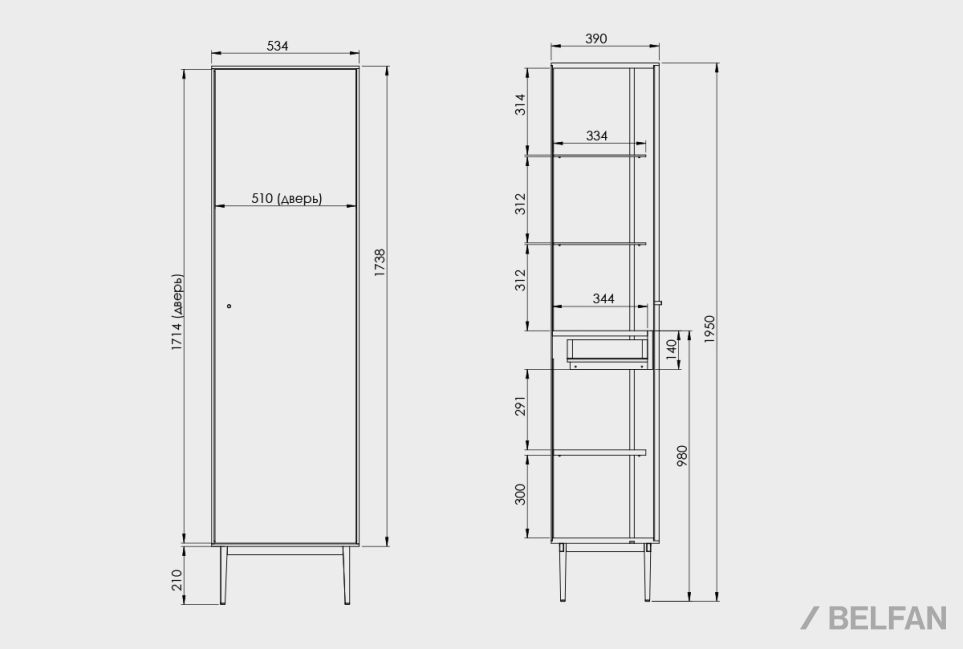 Витрина 1-но дверная "Монреаль" (правая) шпон дуба, МДФ, металл 3