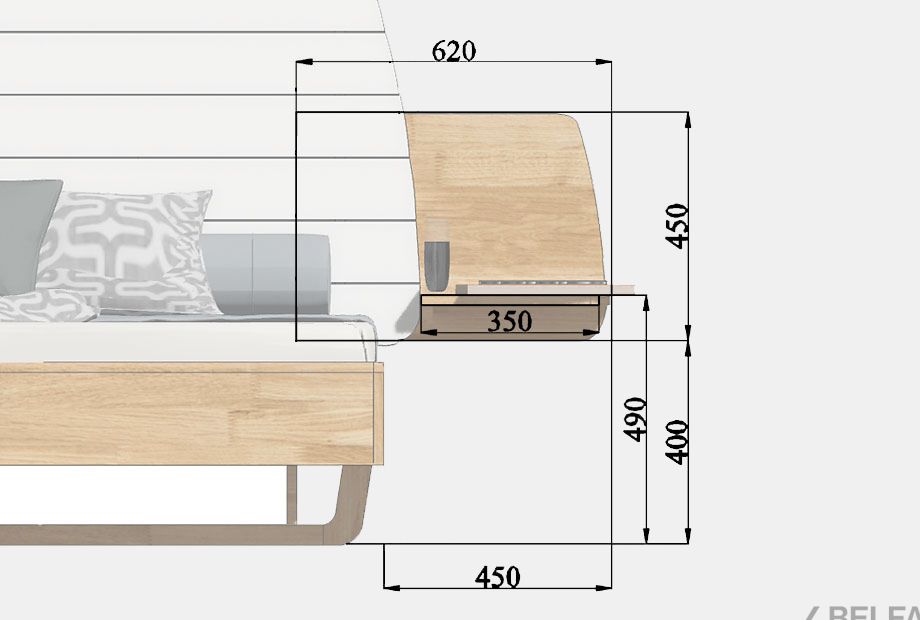 Полка прикроватная "Уоллстрит" массив дуба, МДФ 3