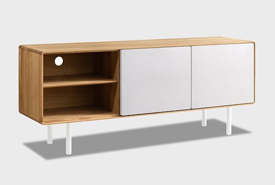 Тумба под ТВ высокая "Норман" 3 с нишей (левая) массив дуба, МДФ, металл 6