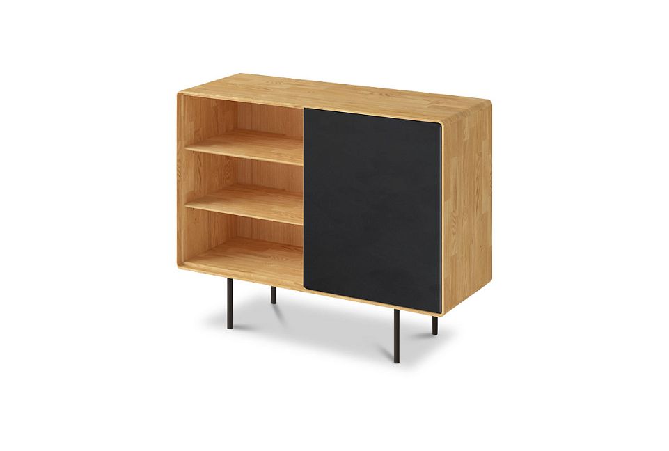 Тумба "Норман" 2 с нишей (левая); дуб натуральный, белый