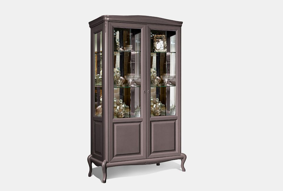 Шкаф с витриной 2-х дверный "Флерон"; грей