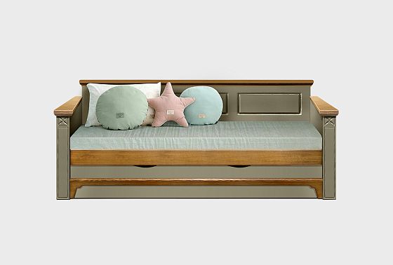 Кровать-диван под два матраса "Бриансон" массив и шпон дуба, МДФ 18