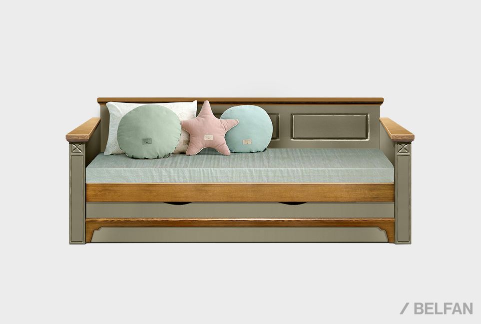 Кровать-диван под два матраса "Бриансон" массив и шпон дуба, МДФ 1