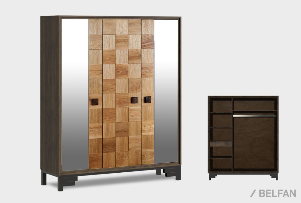 Шкаф для одежды 3-х дв. "Cube Design" массив дуба 1